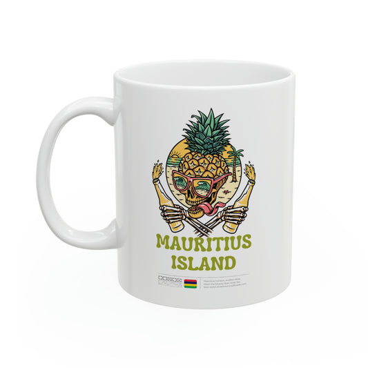 MAURITIUS MUG - Pineapple Skull Beach Party 🍍💀🌴 - Ceramic Mug 11oz