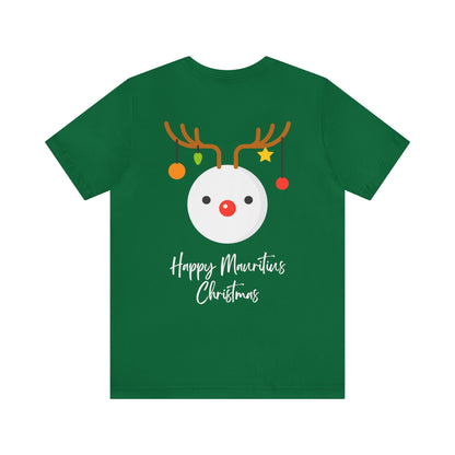 MAURITIUS CHRISTMAS T-SHIRT: Reindeer Snowman Festivity 🦌⛄ - Unisex Jersey Short Sleeve Tee