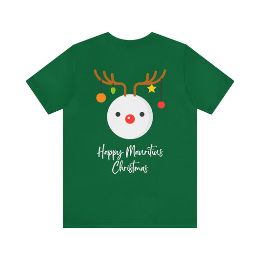 MAURITIUS CHRISTMAS T-SHIRT: Reindeer Snowman Festivity 🦌⛄ - Unisex Jersey Short Sleeve Tee