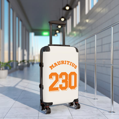 MAURITIUS SUITCASE: 'Mauritius 230' Tropical Explorer - Sunset Glow 🧡🤍🌴 - Tropical Chic Travel Suitcase